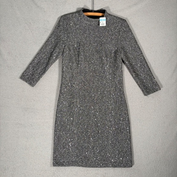 J. McLaughlin Dresses & Skirts - J McLaughlin Henrika Dress Women's Size M Charcoal Sequin Sparkle Sheath Tweed